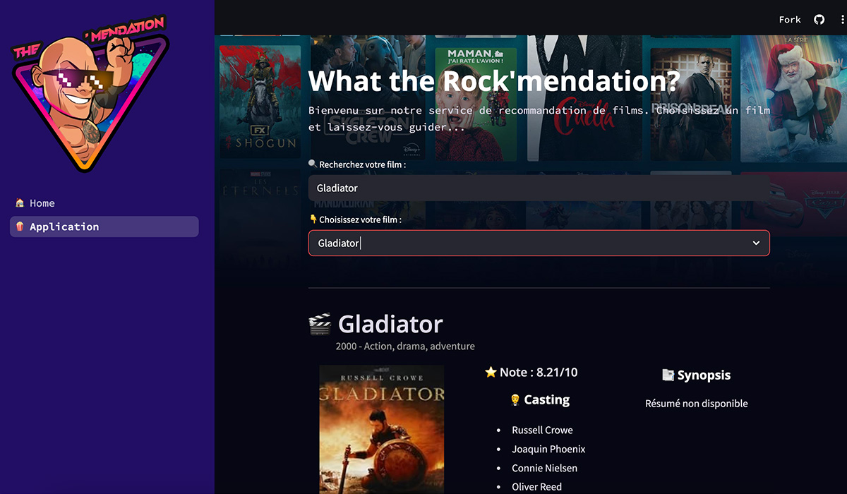 projet The Rock'mendation